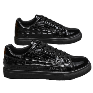Zapatillas Deportivas de Invierno para Hombre, Parte Superior de PU, Diseño Brillante, Color Negro Puro, con Amortiguación para Caminar y Hacer Ejercicio - Product Image 1