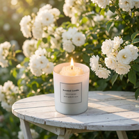 Bougie parfumée de luxe beige en forme de pivoine, pot en verre blanc, cire de soja florale 3D, aromathérapie, style crémeux minimaliste, décoration d'intérieur, cadeau