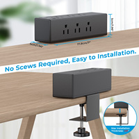 Stopkontak Meja Tempel dengan 6 Stopkontak AS & Port USB, Stopkontak untuk Meja di Rumah & Kantor