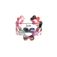 Anneaux de fleur d'acide acétique réglable vintage, coquille de tortue, acétate de cellulose, bijoux de doigt, anneau d'ouverture en acrylique léopard