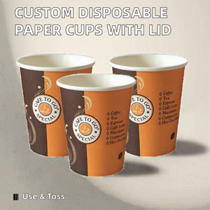 Gobelets en papier kraft à paroi simple imprimés sur mesure pour boissons chaudes avec logo 8oz 12oz 14oz 6oz Gobelets jetables pour café et thé à emporter - Product Image 2