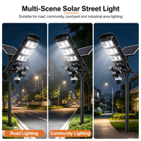 Lampadaire solaire WiFi 4G avec caméra, contrôle par application, LED intégrée, 400W-2000W, capteur de lumière extérieur