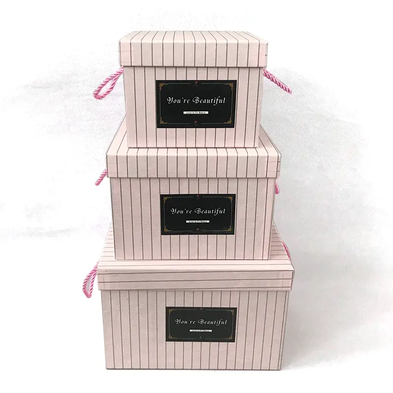 Mode Aantrekkelijke Custom Huwelijkscadeau Verpakking Baby Meisjes Ontwerp Kleine Tot Grote Gift Box Sets Van 3 Met Handvat