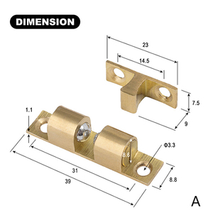 Chốt Cửa Tủ Cho Tủ Quần Áo, Cửa Tủ Đồ Nội Thất Nhà Bếp, Chặn, Gần Hơn, Đóng Cửa Lò Xo Chốt Đôi Bằng Đồng Nguyên Khối - Product Image 3