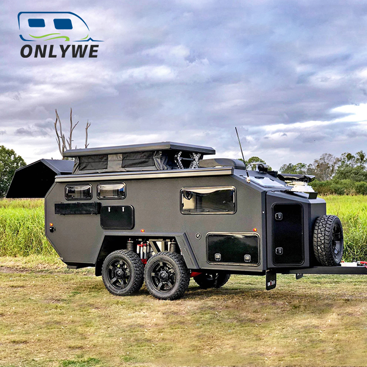 ONLYWE Off Road Pop Up Híbrido Caravana Trailers para campistas, caravanas de acampamento offroad padrão australiano, reboques para viagens