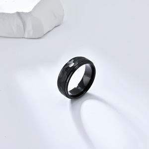 Fashion <b>Rings</b> Tungsten Steel Men's Geometric Band Black Gold <b>Silver</b> Gift Jewelry - Product Image 3