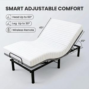 Cadre de <span class=keywords><strong>lit</strong></span> réglable avec moteur Okin allemand, 60 °   Head & 30 °   Lève-jambes, télécommande sans fil, design moderne pour usage domestique et hôtelier - Product Image 2