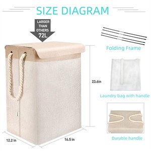 Bán Sỉ Đồ Gia Dụng Giỏ Đựng Đồ Giặt Gấp Gọn Lớn 72L Có Nắp Đậy Và Túi Có Thể Tháo Rời - Product Image 4