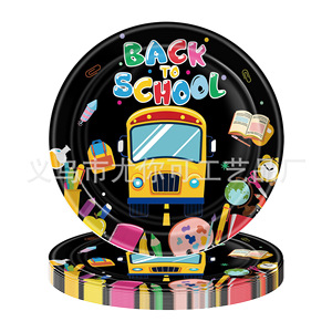 Back To School Party Supplies Kit Disposable Tablecloth Plates Napkins Cups Cutlery Set Cartoon Theme - Product Image 3