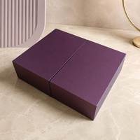 Boîte cadeau en papier de luxe violette à double porte avec impression personnalisée de logo et couleur, taille sur mesure, pour emballage de détail haut de gamme, vente en gros