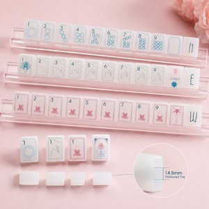 Ensemble de Mahjong américain de luxe en nacre, 160 plaques en acrylique peintes à la main, pliables et portables, design blanc - Product Image 3