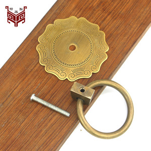 Anneau de traction en laiton pur de style chinois pour portes et armoires en bois, installation facile, surface polie - Product Image 3