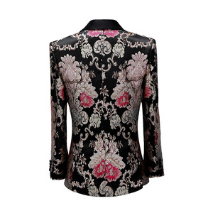 Traje <span class=keywords><strong>HD206</strong></span> para Hombre, Negro con Estampado Plateado, Trajes para Hombre, Terno Masculino, Esmoquin para Hombre, Trajes para Fiesta de Graduación, Traje Floral para Novio de Boda - Product Image 5
