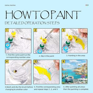 Pintura por número <span class=keywords><strong>para</strong></span> adultos, lienzo <span class=keywords><strong>para</strong></span> <span class=keywords><strong>principiantes</strong></span>, paisaje de playa, Kits de pintura por números con 4 pinceles y pintura acrílica - Product Image 2