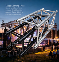 Structure de scène modulaire rectangulaire en alliage d'aluminium robuste, soudée, argent/noir, à connexion par goupilles, pour concerts en extérieur, montage rapide