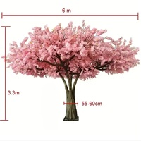 Arbre à fleurs de cerisier rose artificiel personnalisé de 13 pieds, cerisier japonais pour la décoration intérieure de café et de maison