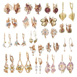 Feminine Earrings 14K Solid Rose Yellow White Gold Enamel OEM ODM 2022 Jewelry