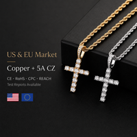 YYN Colgante de Cruz de Cobre Chapado en Oro y Plata con Circonita Cúbica, Joyería Hip Hop para Hombre