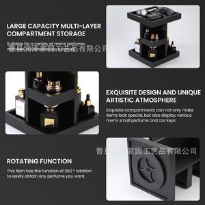 Black Rotating Multi Layer <b>Desktop</b> Storage Rack Cosmetic Watch Organizer 3 Floors Standing Type Square Shape - Product Image 5
