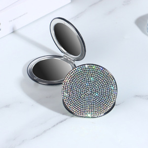 Zakspiegel met make-up, op maat gemaakte mini bling kristallen glanzende draagbare spiegel, dubbelzijdig opvouwbaar, klein hulpmiddel voor meisjescadeaus - Product Image 1