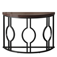 Table console semi-circulaire en marbre texturé avec cadre doré, table d'entrée peu encombrante, table d'appoint pour salon
