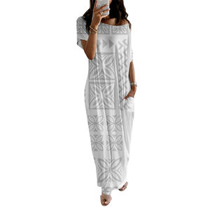 Vestidos casuales elegantes baratos Ropa sexy de mujer de otoño Samoa Blanco Tribal Tatuaje Impreso Vestidos de baile polinesios - Product Image 3