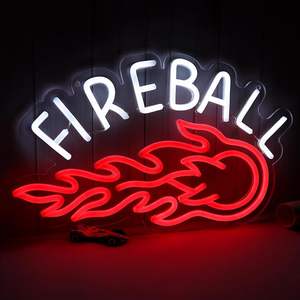 ป้ายไฟนีออน LED หลากสี FIREBALL Whiskey สำหรับตกแต่งบ้าน ห้างสรรพสินค้า และบาร์ ใช้พลังงานจาก USB ป้ายเปิด-ปิด ตกแต่งผนังห้องแมนเคฟ - Product Image 1