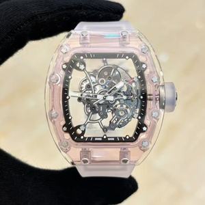 Relojes Deportivos Mecánicos de Venta Caliente con Caja de Cristal en Rosa Claro - Relojes de Diseño de Alta Calidad - Product Image 1