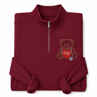 Sweat-shirt personnalisé à col zippé brodé Ourson Infirmière avec Nom Personnalisé RN NICU Pédiatrique Stéthoscope Cœur Cadeau Infirmier