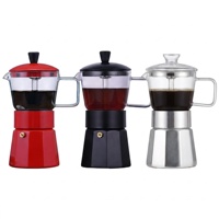 Cafetière Moka en aluminium personnalisée pour expresso, style italien, noir, rouge, classique