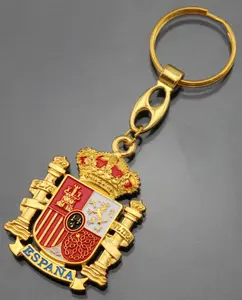 西班牙定制西班牙纪念品钥匙圈礼品金属钥匙扣，带有西班牙徽章