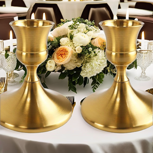 Vintage Gold Iron Tall Stem Taper Candle Holders LongPole Candlestick Stand <b>Wedding</b> Home Decoration - Product Image 2