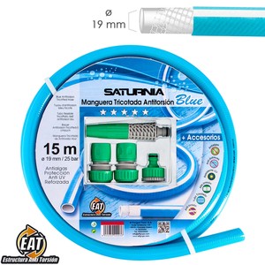 Tubo blu non ritorto in maglia O/ 19 mm. Rotolo da 15 metri con accessori - Product Image 1