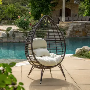 أثاث خارجية لفيلات فنادق وبحمامات سباحة كرسي أريكة خارجية من الخيزران بيضاوي الحديقة الفاخرة