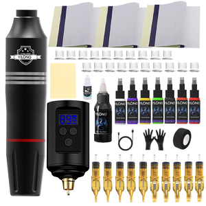 Wholesale Tattoo Machine Full Set Tattoo Pen Gun <strong>Kit</strong> with Tattoo Cartridge Needles Inks 1500mAh Battery