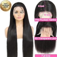 Perruque Lace Front 30 pouces en Cheveux Brésiliens Vierges 100% Naturels, Lisse, HD Transparente, Pré-épilée avec Baby Hair, pour Femmes Noires