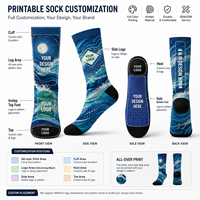 Chaussettes de sport personnalisées imprimées, motif graphique, séchage rapide, 100% coton, ajustement confortable, pour le fitness, le cyclisme et les activités de plein air