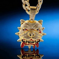 PD3124 Nouveau Collier Chaîne Hip-hop Tendance Européen-Américain avec Pendentif Bouledogue Personnalisé, Marque de Mode Animale