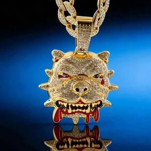PD3124 Nouveau Collier Chaîne Hip-hop Tendance Européen-Américain avec Pendentif Bouledogue Personnalisé, Marque de Mode Animale - Product Image 1