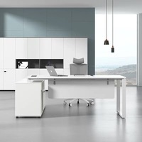 Mesa Ejecutiva Moderna Minimalista Blanca para Jefe/CEO, Mesa de Oficina para Computadora, Diseño de Mesa Ejecutiva, Escritorio en Forma de L