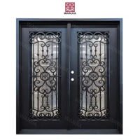 Fournisseur d'intégrité porte de sécurité populaire pour la maison arquée simple double entrée principale porte d'entrée en fer forgé