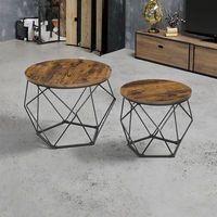 Table Basse et Table à Manger Géométrique Moderne Style Rétro Industriel Durable, Hauteur Réglable, en Bois, Fer et MDF