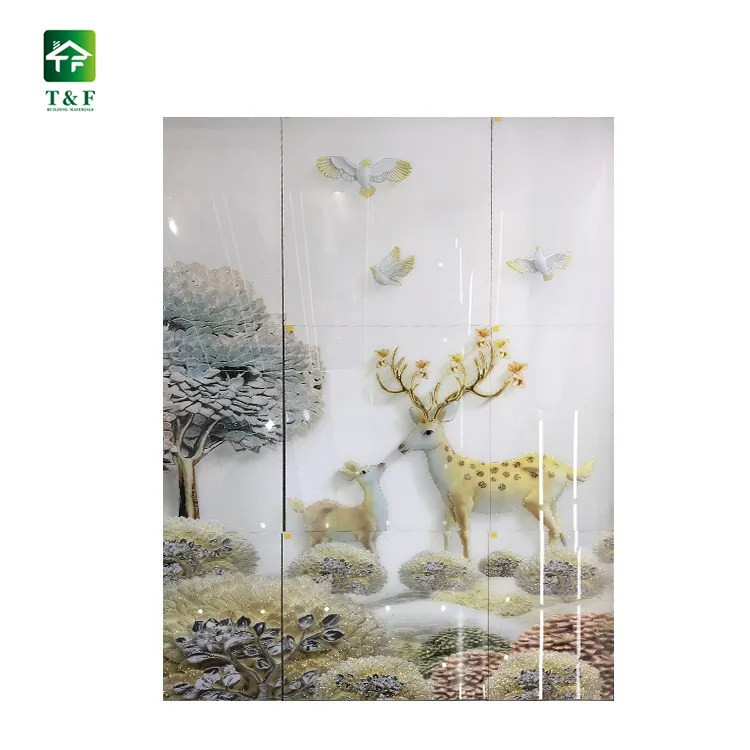 Azulejos de piso cerâmico impressão animal 3d, para banheiro, alta brilho, polido, novo design 3d