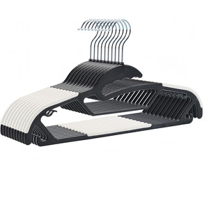 Cintres robustes antidérapants en plastique pour chemises, gain de place, pour manteaux et pantalons, avec crochet pivotant à 360°, couleur argent, pour placard et armoire - Product Image 1