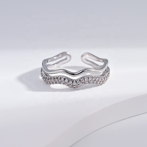 OEM plata 925 Sterling <b>Silver</b> double woman fashion <b>ring</b> wholesale everyday round twisted stacking ladies <b>adjustable</b> fine <b>rings</b> - Product Image 2