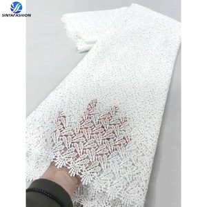 Tela de Encaje <span class=keywords><strong>Guipur</strong></span> Africano Sinya <span class=keywords><strong>con</strong></span> Pedrería, 5 Yardas, Encaje de Cordón Pesado de Lujo de Alta Calidad para Vestidos de Fiesta y Bodas - Product Image 5