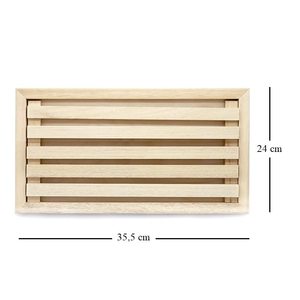 Vassoio per briciole con griglia rimovibile in legno di faggio 35,5x24x2 cm per la conservazione del pane - Product Image 2