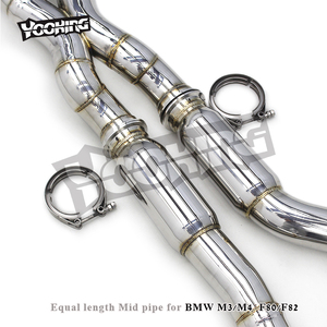 OEM 2,75 pulgadas igual longitud tubo medio 2014-2019 para BMW M3/M4 F80 F82 F83 S55 3,0 T resonador de pulido de acero inoxidable - Product Image 4