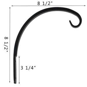 <b>Hanging</b> Basket Hook 8 1/2 In Black Wall Mount For Outdoor Indoor Garden Plant Decor Floral <b>Bracket</b> - Product Image 1