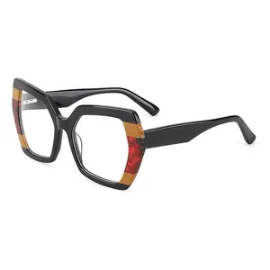 Mode Dreifarbige Acetat Brille Computer Optische Rahmen Anti-Blau Brille Rahmen Optik Brillen Brillen